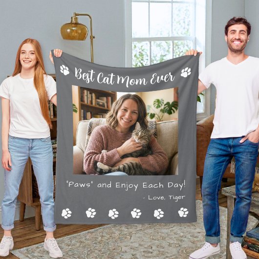 Beste Katzenmutter Pfoten Graue Tier-Foto-Fleece-D Fleecedecke