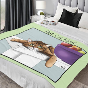 Beste Katzenmutter Süße getigerte Katze Muttertag  Fleecedecke