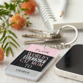 Beste Katzenmutter trägt den Namen Foto pink grau Schlüsselanhänger (Vorderseite rechts)