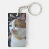 Beste Katzenmutter trägt den Namen Foto pink grau Schlüsselanhänger (Rückseite)