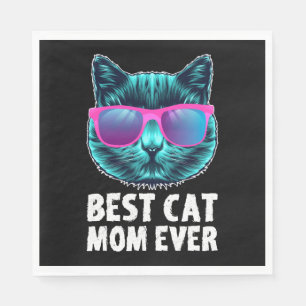 Beste Katzenmutter überhaupt Süße Lustige Brille Serviette