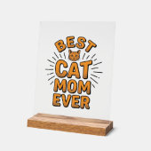 Beste Katzenmutter überhaupt Vintage-Engravingsdes Acrylschild (Winkel)