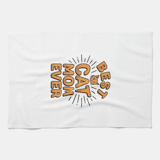 Beste Katzenmutter überhaupt Vintage-Engravingsdes Geschirrtuch (Horizontal)