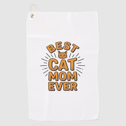 Beste Katzenmutter überhaupt Vintage-Engravingsdes Golfhandtuch (Vorderseite)