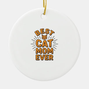 Beste Katzenmutter überhaupt Vintage-Engravingsdes Keramik Ornament