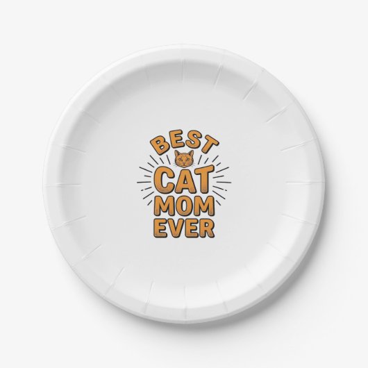 Beste Katzenmutter überhaupt Vintage-Engravingsdes Pappteller (Vorderseite)