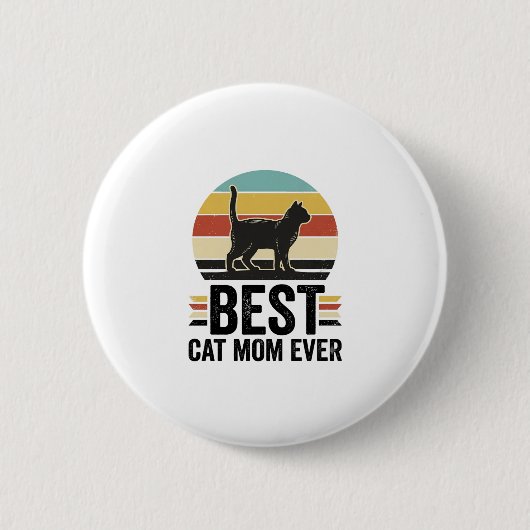 Beste Katzenmutter überhaupt Vintage schwarze Katz Button (Vorderseite)