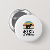 Beste Katzenmutter überhaupt Vintage schwarze Katz Button (Vorne & Hinten)