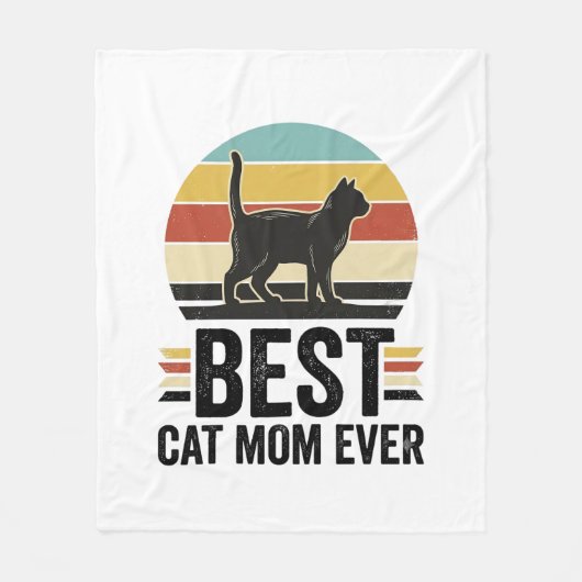 Beste Katzenmutter überhaupt Vintage schwarze Katz Fleecedecke (Vorderseite)