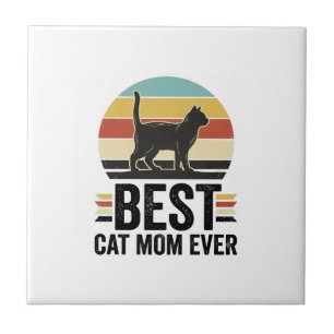 Beste Katzenmutter überhaupt Vintage schwarze Katz Fliese
