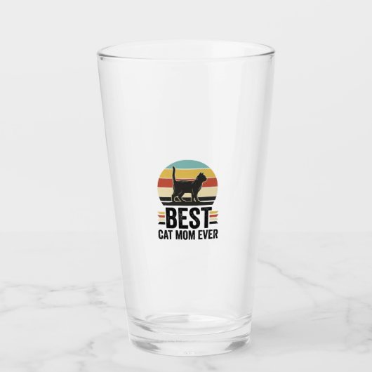 Beste Katzenmutter überhaupt Vintage schwarze Katz Glas (Vorderseite)