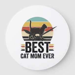 Beste Katzenmutter überhaupt Vintage schwarze Katz Große Wanduhr