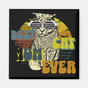 beste Katzenmutti ever, süß vintage retro ausgeble Magnet