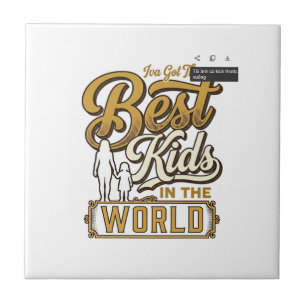 Beste Kinder der Welt Vintage-Familientypografie D Fliese