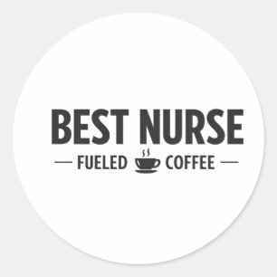 Beste Krankenschwester Durch Kaffee Angetrieben Au Runder Aufkleber