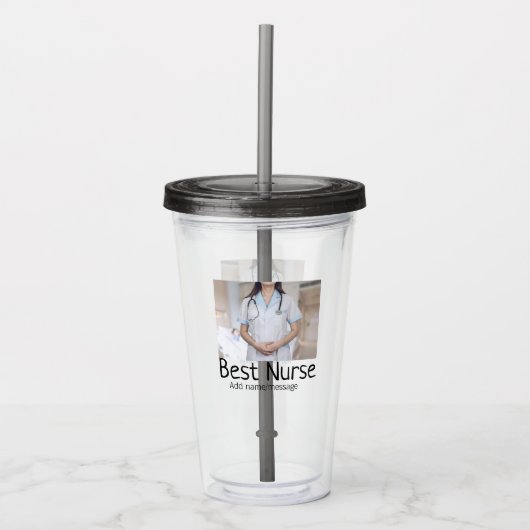 Beste Krankenschwester fügt Bildname Text ärztlich Acryltrinkbecher (Vorderseite)