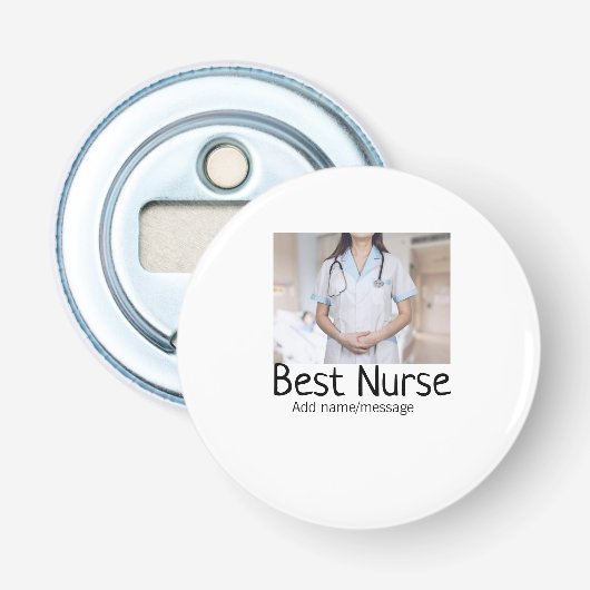 Beste Krankenschwester fügt Bildname Text ärztlich Flaschenöffner (Vorderseite)