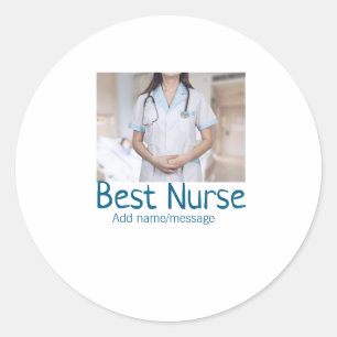 Beste Krankenschwester fügt Bildname Text ärztlich Runder Aufkleber