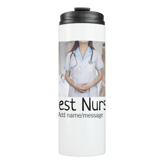 Beste Krankenschwester fügt Bildname Text ärztlich Thermosbecher (Vorderseite)