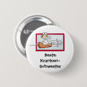 Beste Krankenschwester - Humorer Cartoon Nurse Button (Vorne & Hinten)