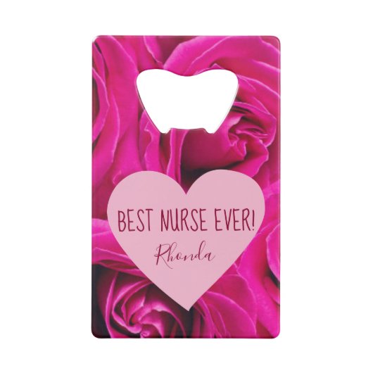 Beste Krankenschwester je rosa Rosen Geldbeutel Flaschenöffner (Vorderseite)