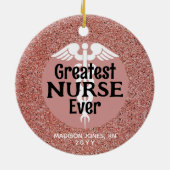 Beste Krankenschwester je Rose Gold Rosa Name Weih Keramik Ornament (Hinten)
