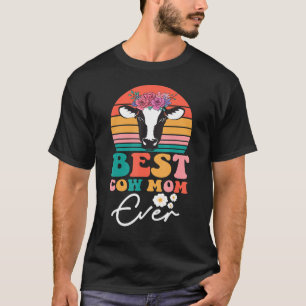 Beste Kuh-Mama je Kuh Farm Bauer Retro Vintag 60 T-Shirt