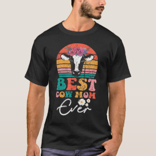 Beste Kuh-Mama je Kuh Farm Bauer Retro Vintag 60 T-Shirt