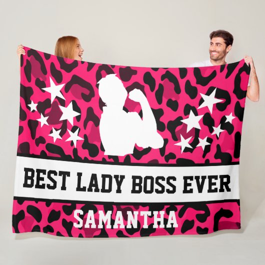 Beste Lady Boss je rosa Leopard Print Fleecedecke (Beispiel)
