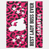 Beste Lady Boss je rosa Leopard Print Fleecedecke (Vorderseite)