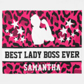 Beste Lady Boss je rosa Leopard Print Fleecedecke (Vorderseite (Horizontal))
