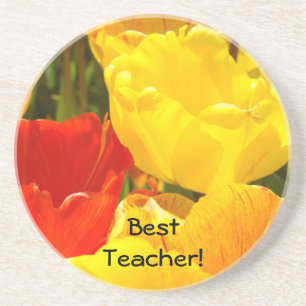 Beste Lehrer Geschenke Gelbe Rote Tulpen Blumen Ga Sandstein Untersetzer