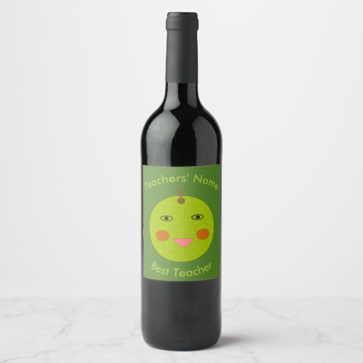 Beste Lehrer Happy Apple Custom Bottle Labels Weinetikett (Vorderseite)