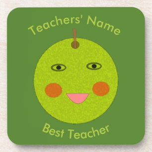 Beste Lehrer Happy Apple Custom-Untersetzer Getränkeuntersetzer