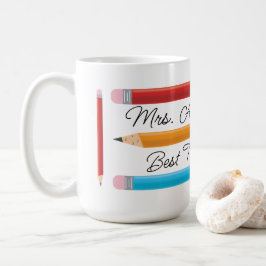 Beste Lehrerin Blaue rote Gelbe Stifte Kaffeetasse