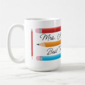 Beste Lehrerin Blaue rote Gelbe Stifte Kaffeetasse (Links)