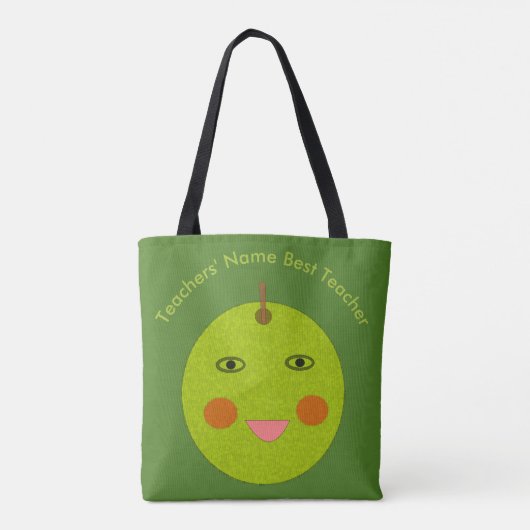 Beste Lehrerin glückliche Apple Custom Tote Bag Tasche (Rückseite)