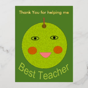 Beste Lehrerin Happy Apple Custom Vielen Dank Folien Feiertagspostkarte
