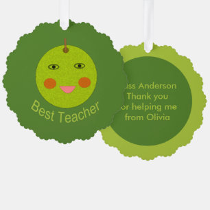 Beste Lehrerin Happy Apple Custom Vielen Dank Ornament Karte