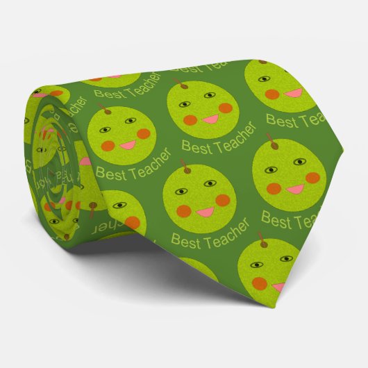 Beste Lehrerin Happy Apple Krawatte (Gerollt)