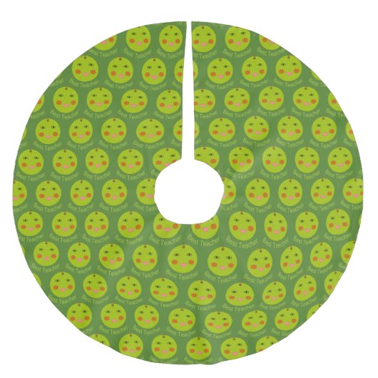 Beste Lehrerin Happy Apple Tree Skirt Polyester Weihnachtsbaumdecke (Vorderseite)