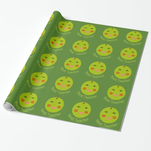 Beste Lehrerin Happy Apple Wrapping Paper Geschenkpapier (Ungerollt)