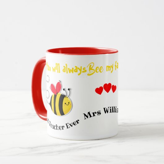 Beste Lehrerin je Bienelehrer Geschenk Honigbiene Tasse (Vorderseite Links)