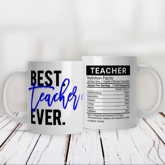 Beste Lehrerin je blau + Essbare Nährwertangaben, Jumbo-Tasse