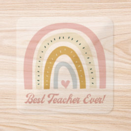 beste Lehrerin je, boho Regenbogen Vintag rosa Quadratischer Aufkleber