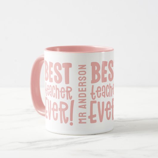 Beste Lehrerin je danken Lehrer modernen rosa Tasse (Vorderseite Links)