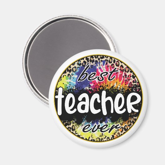 Beste Lehrerin je - Farbenprägung Magnet (Vorderseite/Rückseite)