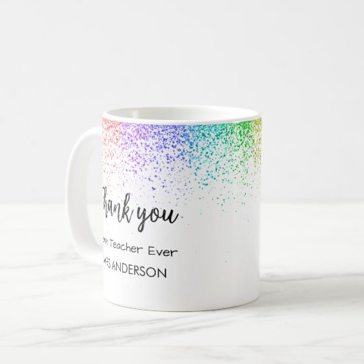 Beste Lehrerin je Glitzer Tasse (Vorderseite Links)
