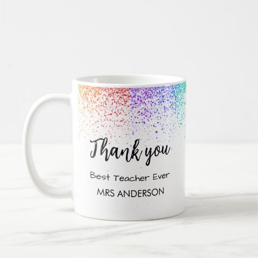 Beste Lehrerin je Glitzer Tasse (Links)