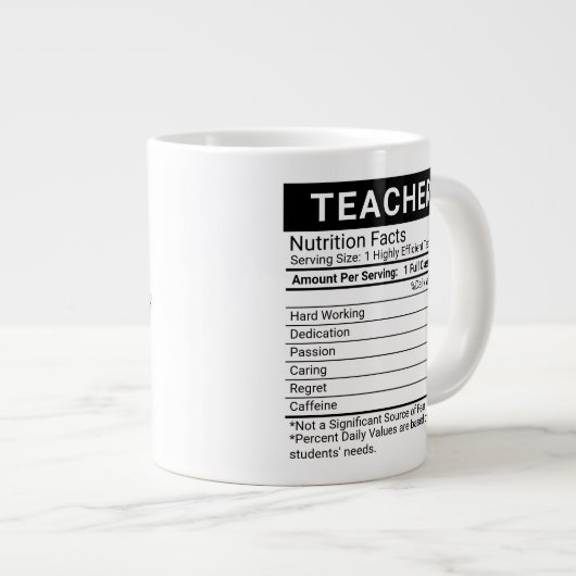 Beste Lehrerin je Gold + Essbare Nährwertangaben, Jumbo-Tasse (Vorderseite Rechts)